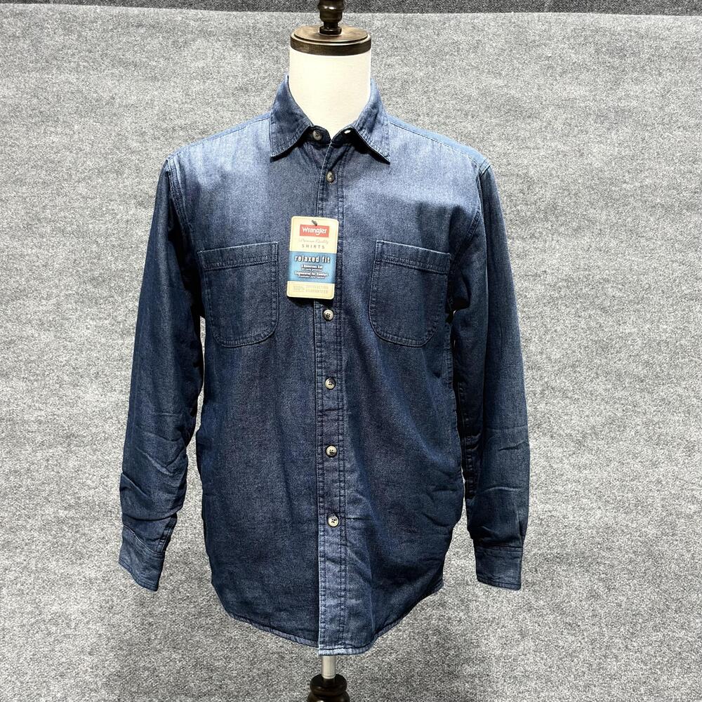 Wrangler Shirt Mens Small Denim Long Sleeve Lined Insulated Button Up Relaxed